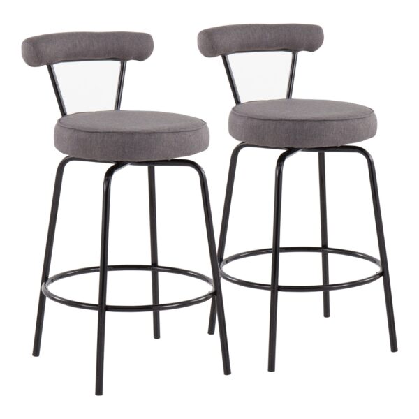 Rhonda - Contemporary Counter Stool (Set of 2) - Black / Charcoal