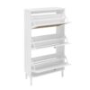 Modern Rattan 3 Door Shoe Rack Cabinet For Entryway Freestanding White Storage Unit In Particle Board - White - Image 15