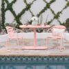 Outdoor Metal Seating Set With Coffee Table And 2 Chairs - Pink - Coral - Image 7