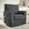 360 Degree Swivel Chair Accent Barrel Armchair With Side Pockets, Compact Design For Living Room, Bedroom, Office - Gray - Image 4