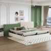 King Modern Upholstered Platform Bed With Storage Space, Sturdy And Stable Solid Wood Frame, Polyester Fabric, Easy To Assemble - Beige - Image 5