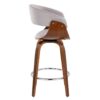 Vintage Mod - Mid-Century Modern Fixed Height Counter Stool With Swivel With Round Footrest (Set of 2) - Walnut / Stone - Image 3