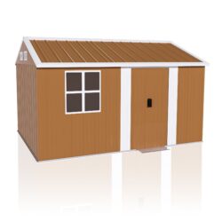 Heavy Duty Metal Storage Shed With Windows, Lockable Door & Ventilation Weatherproof Outdoor Garden Shed - Brown