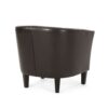 Faux Leather Club Chair With Curved Backrest - Brown - Image 7