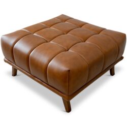 Addison - Square Upholstered Ottoman - Antique Brown / Brown / Cognac