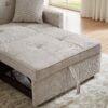 3 In 1 Convertible Sleeper Sofa Bed, Modern Fabric Loveseat Futon Sofa Couch Pullout Bed, Small Love Seat Lounge Sofa Reclining Backrest, Pillows, Pockets, Home Furniture For Living Room - Beige - Image 6