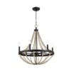 Starry - Chandelier Farmhouse Six Candle Light Wood Beaded Pendant Light For Dining Room - Black / Clear - Image 8