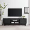 Modern 2 Door Open Storage TV Stand For TVs Up To 65" - Solid Black - Image 4