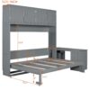 Queen Size Wall Murphy Bed With Desk And Storage Shelves And Big Cabinets - Gray - Image 14