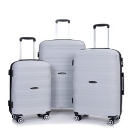 Hardshell Suitcase Spinner Wheels Pp Luggage Sets Lightweight Durable Suitcase With Tsa Lock, 3 Piece Set (20/24/28) - Silver