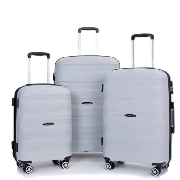 Hardshell Suitcase Spinner Wheels Pp Luggage Sets Lightweight Durable Suitcase With Tsa Lock, 3 Piece Set (20/24/28) - Silver