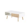 41.34" Rattan Coffee Table, Sliding Door For Storage, Solid Wood Legs, Modern Table For Living Room - White - Image 8