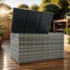 Outdoor Storage Box, 200 Gallon Wicker Patio Deck Boxes With Lid, Outdoor Cushion Storage For Kids Toys, Pillows, Towel - Gray - Image 4
