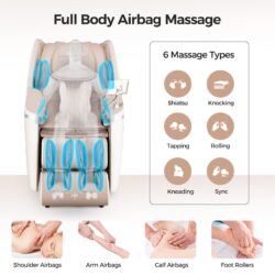 Bosscare - Sl Zero Gravity Massage Full Body Chair With Voice Control Shiatsu Recline - Beige / Gold