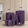 5 Piece Set (18/23/27/Travelbag /Toiletry Bag), Softshell Suitcase Spinner Wheels Terylene Polyester Luggage Sets Carry On Suitcase Luggage Lightweight Durable Suitcase - Purple - Image 2