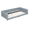 Queen & Twin Long Size Upholstered Platform Bed, Mother & Child Bed - Gray - Image 6