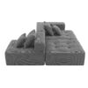 3 Piece Free Combination L Shaped Modular Sectional, Minimalist Floor Couch Set, Convertible Foam Filled Cloud Compressed Couch For Living Room - Gray - Image 11
