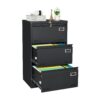Filing Cabinet Lateral File Cabinet 3 Drawer, Blcak Locking Metal File Cabinets Three Drawer, Office Filing Cabinet With Lock Drawers For Home Office - Black - Image 21