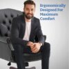 Executive Office Chair, High Back Reclining Comfortable Desk Chair With Smooth Glide Caster Wheels - Black - Image 6