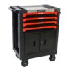 Removable 4 Drawer Metal Tool Cart With Lock - Black / Red - Image 10