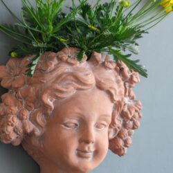 8X4X9" Visage Head Bust Planter, Home Wall Planter - Brown