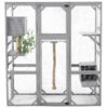 Outdoor Cat House, Diy Cat Enclosure Catio With Double Enter Doors - Light Gray - Image 6