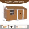 Heavy Duty Metal Storage Shed With Windows, Lockable Door & Ventilation Weatherproof Outdoor Garden Shed - Brown - Image 3