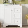 Bathroom Vanity Cabinet With Ceramic Basin, 3 Drawers And Adjustable Shelves - White - Image 26