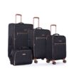 4 Piece Set (16/20/24/28), Softshell Suitcase Spinner Wheels Terylene Luggage Sets Carry On Suitcase Luggage Lightweight Durable Suitcase - Black - Image 4