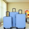 3 Piece Luggage Sets Lightweight Suitcase With Two Hooks, Spinner Wheels, Tsa Lock, (20/24/28) - Light Blue - Image 2