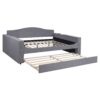 Full Size Upholstered Daybed With Storage Armrests, Trundle And Latest Integrated Bluetooth Audio System, Teddy Fleece - Gray - Image 3