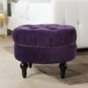 Dawn - Tufted Round Ottoman Nailhead Accents - Purple - Image 10