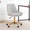 Modern Teddy Velvet Fabric Dining Chair With Gold Plated 5 Claw Legs - Gray - Image 2