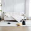 Elena - Twin Upholstered Daybed, Ribbed Tufted Backrest - Beige - Image 7