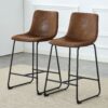 (Set of 2) Retro Bar Chairs, Comfortable Stools Suitable For Industrial And Vintage Style Settings - Brown - Image 5