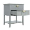 2 Drawer Side Table, American Style, End Table, Suitable For Bedroom, Living Room, Study - Light Gray - Image 12