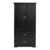 Tall Bathroom Storage Cabinet, Cabinet With 2 Doors And Drawers, Adjustable Shelf - Black - Image 18