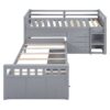 Twin Loft And Platform Bed With 7 Drawers And Full Guardrails, Modern L Shaped Space Saving - Gray - Image 13