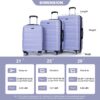 3 Piece Luggage Sets Pc Lightweight & Durable Expandable Suitcase With Two Hooks, Double Spinner Wheels, Tsa Lock, (21/25/29) - Light Purple - Image 3