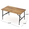 Rectangle Outdoor Coffee Table With Angled Tubular Legs And Wood Top - Black - Image 3