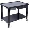 Transmission Teardown Work Station 1 / 2 Ton Capacity Sloping Drain Table Locking Drawer Removable Drain Basin Full-Width Lower Shelf Four Caster Wheels - Black - Image 5