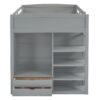 Full Size Loft Bed With Desk, Wardrobes, 4 Drawers And 4 Shelves - Gray - Image 9