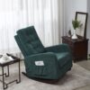 Accent Chair TV Chair Lazy Recliner Comfortable Fabric Leisure Sofa, Modern High Back Armchair - Deep Green - Image 9