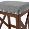 Upholstered Bar Stool With Nailhead Trim And X Frame Design (Set of 2) - Charcoal - Image 7