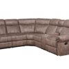 Dollum - Two Tone Nubuck Manual Recliner Sectional Sofa With USB Port Cupholder Console - Chocolate - Image 2