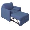 3 In 1 Convertible Sleeper Chair With Adjustable Backrest, Lounger Chair Turns Into Bed, Single Bed For Living Room, Velvet - Ink Blue - Image 9