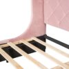 Queen Size Storage Upholstered Platform Bed With Wingback Headboard And A Big Drawer - Pink - Image 7