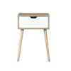 Side Table With 1 Drawer, Mid-Century Modern Storage Cabinet For Bedroom - White / Wood - Image 3