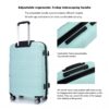Hardshell Suitcase Spinner Wheels Pp Luggage Sets Lightweight Durable Suitcase With Tsa Lock, 3 Piece Set (20/24/28) - Light Green - Image 10