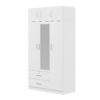 Modern 3 Door Mirror Wardrobe With 2 Drawers And Top Cabinet - White - Image 5